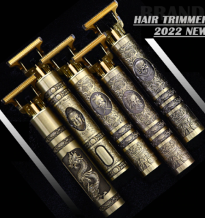 T9 Hair Trimmer for Men – Vintage Metal Body USB Rechargeable Cutting Machine (Golden)