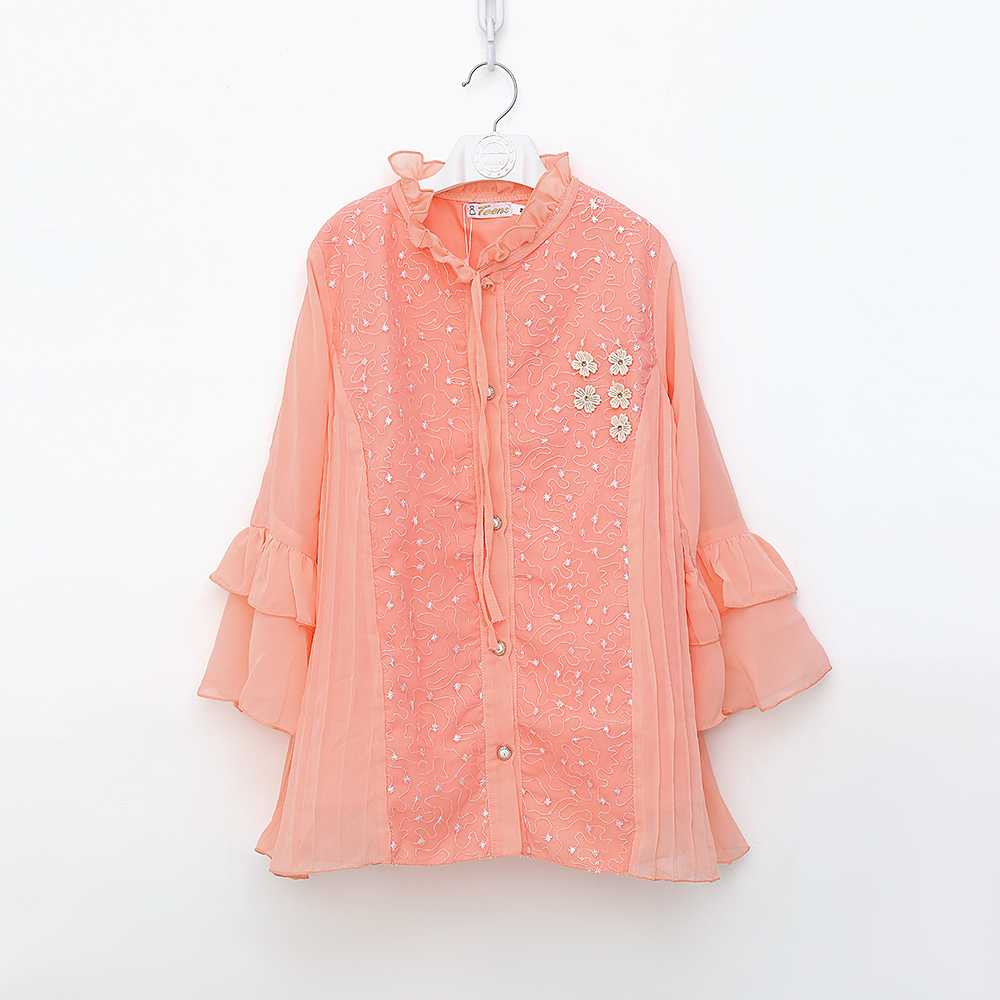 Elegant T - Pink Designer Top with Floral Attachments